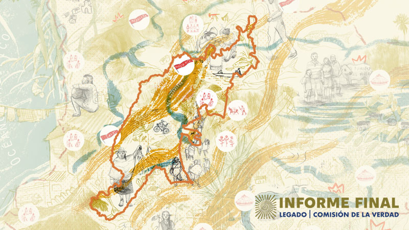 Mapa de la región Centro de Colombia con convenciones