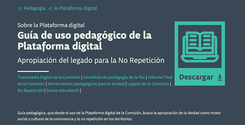 Página de la Guía de uso pedagógico de la Plataforma digital