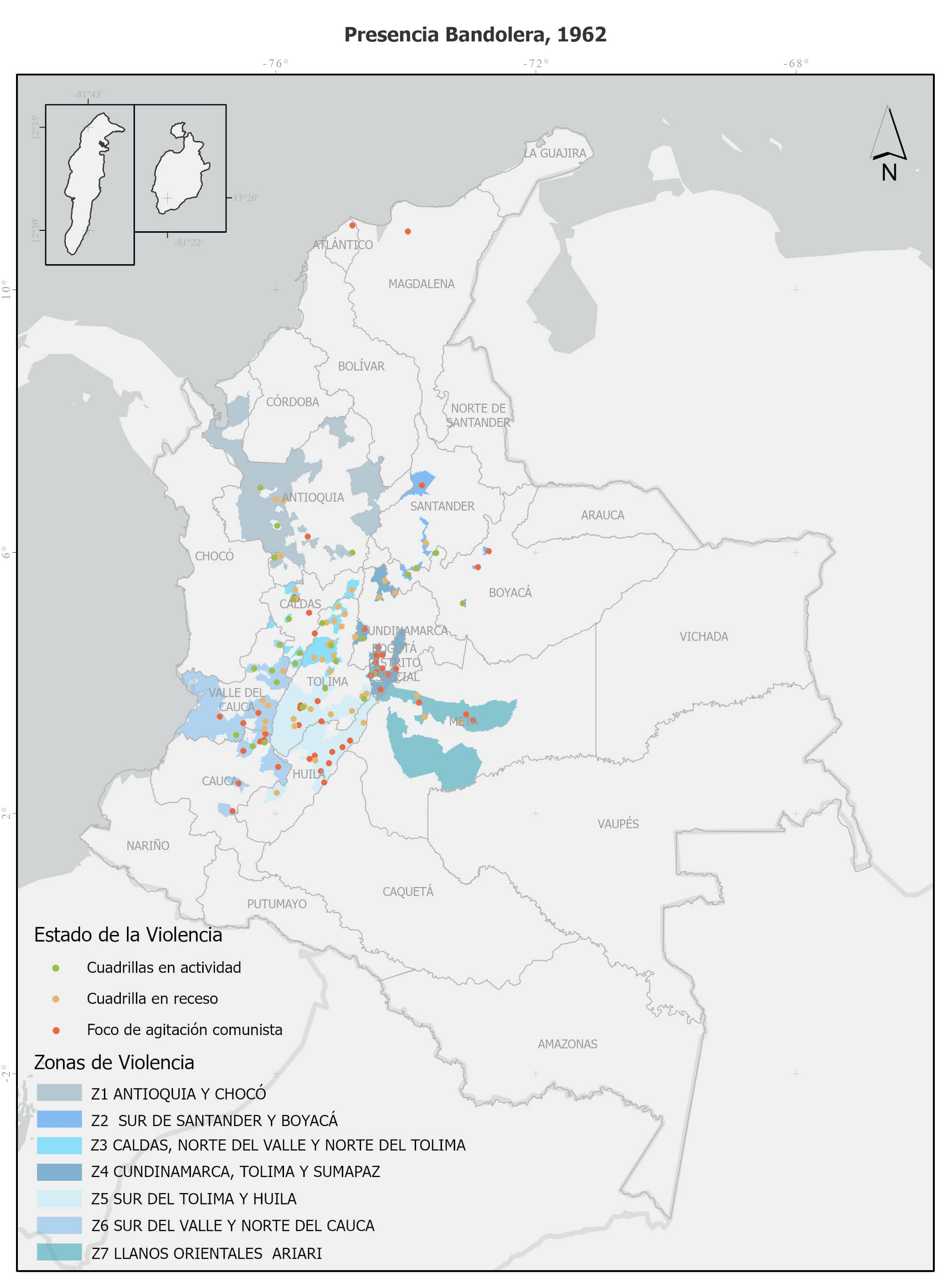 Mapa de presencia bandolera en 1962