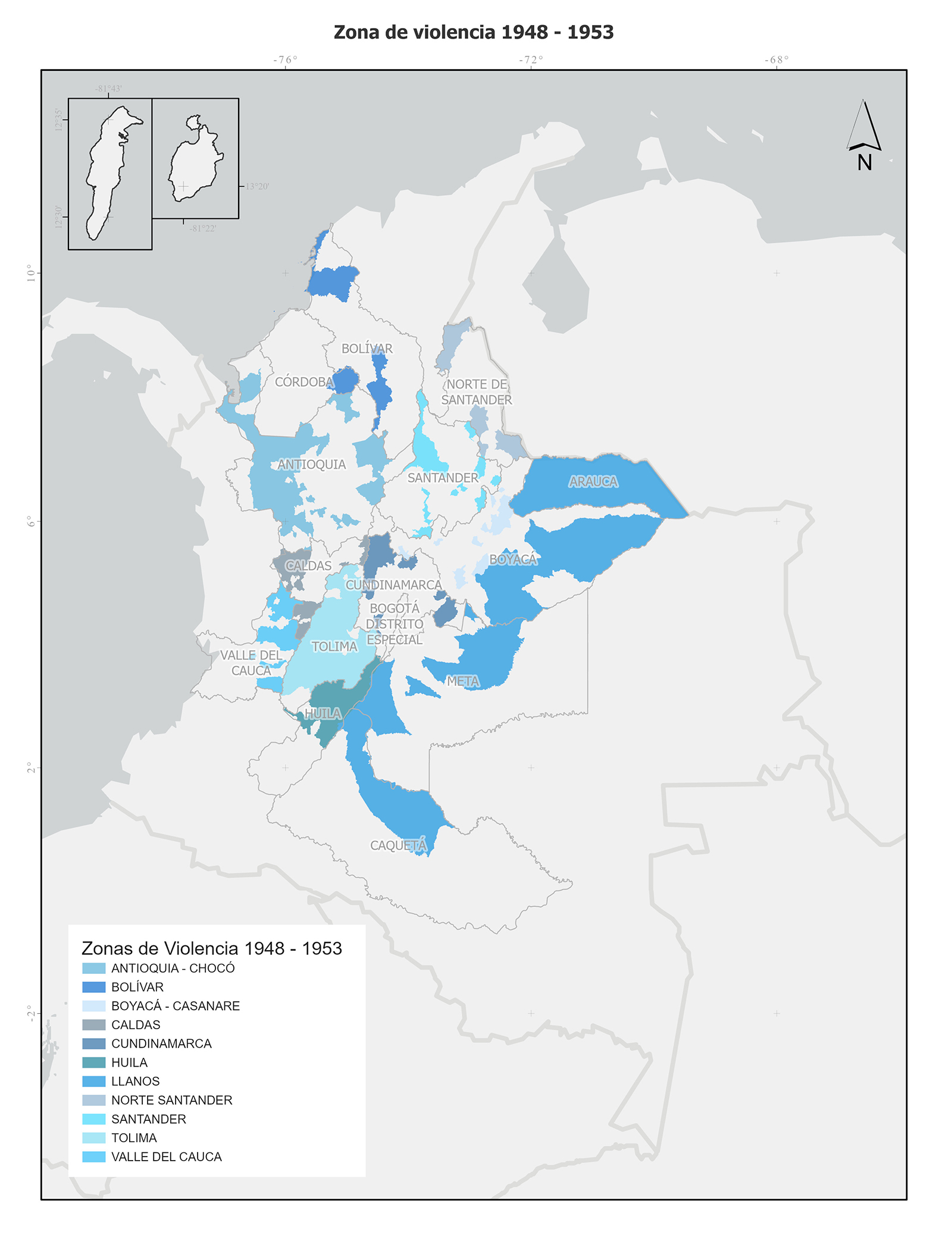 Mapa Zonas de Violencia 1948-1953 Imagen Geo portal