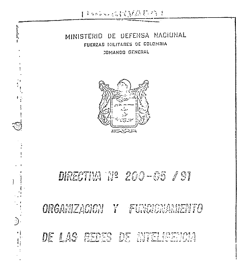 Portada de la Directiva 200-05 de 1991 del Ministerio de Defensa