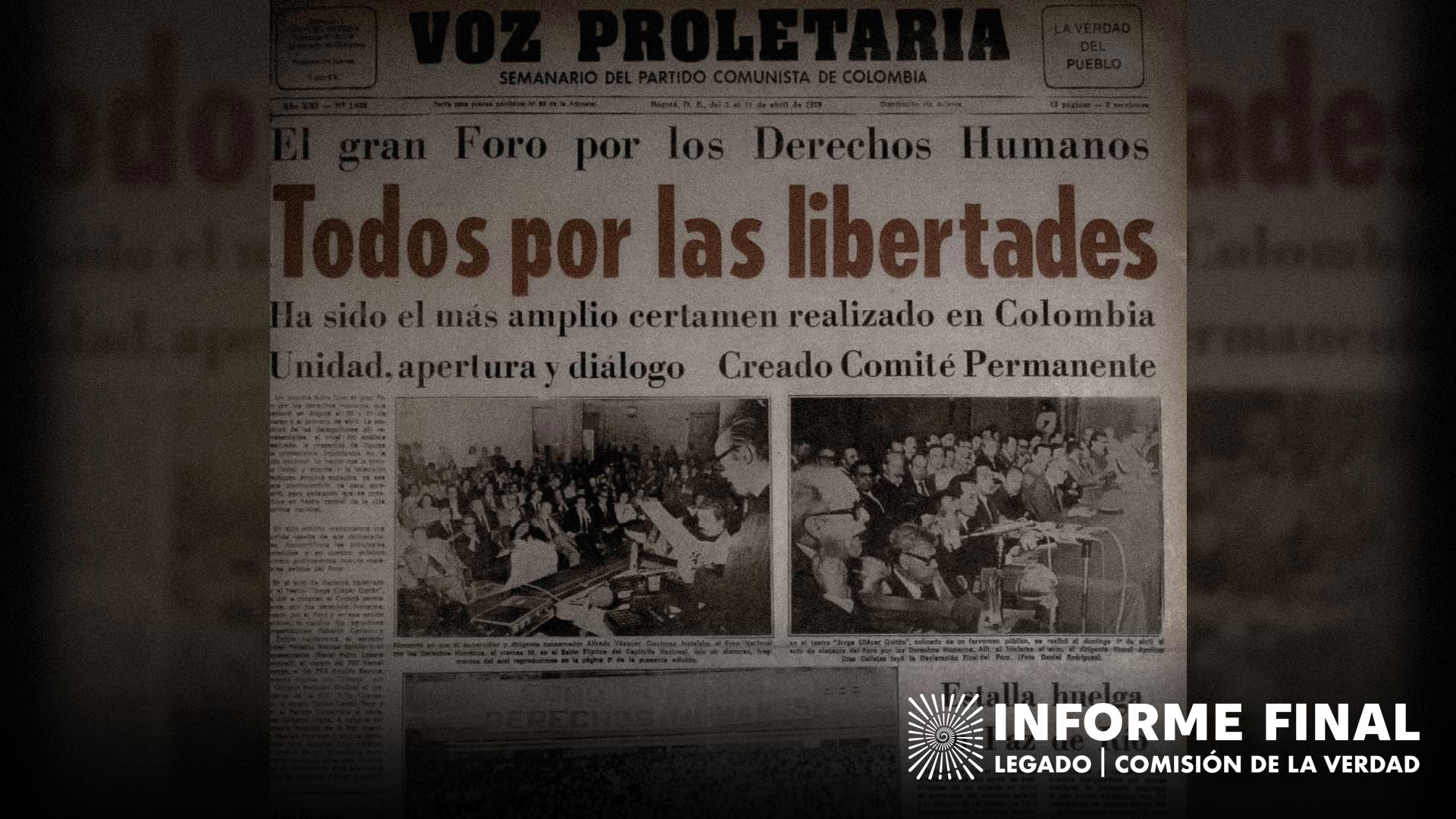 Recorte de periódico con el titular: Todos por las libertades