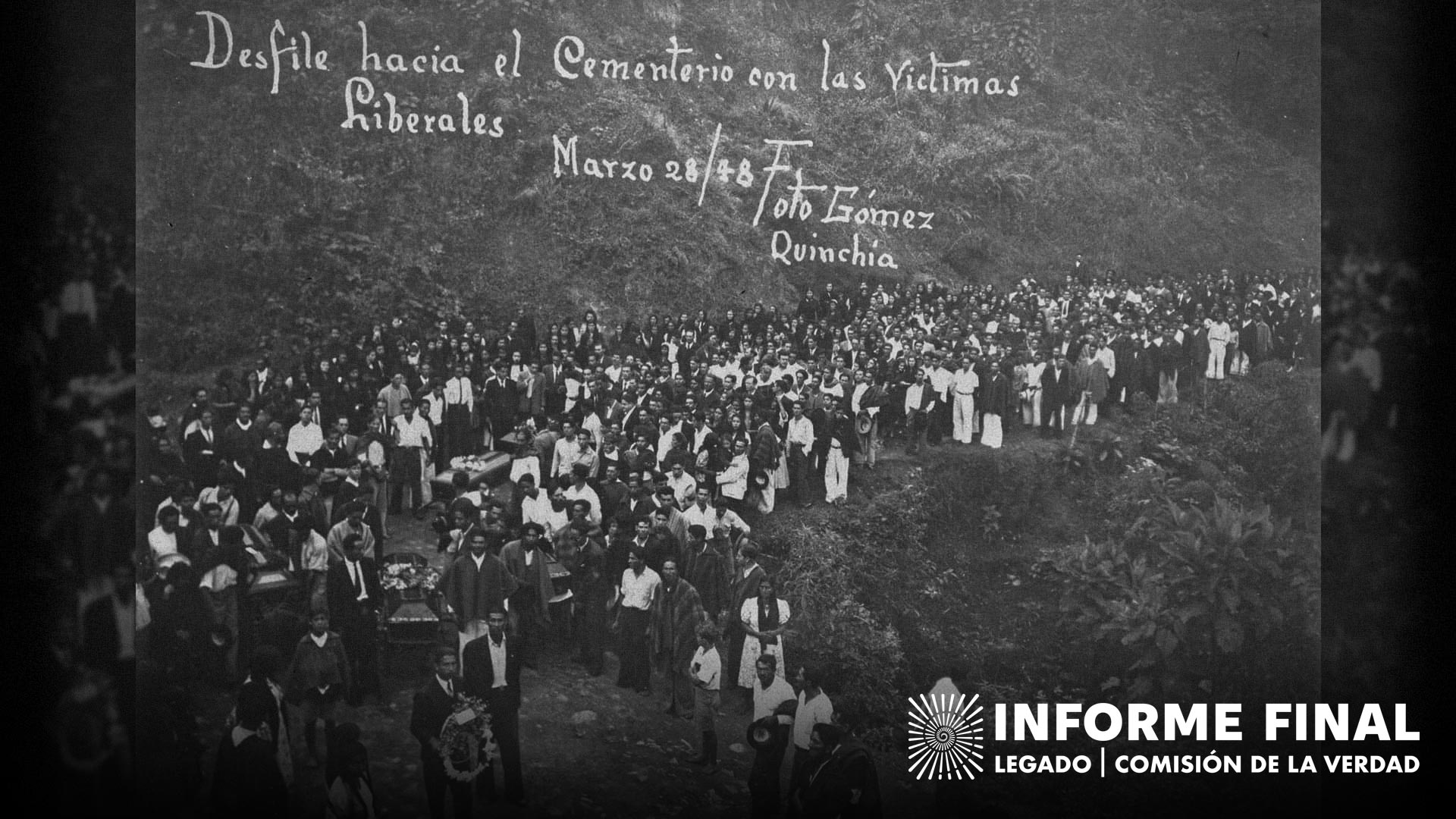 Desfile hacia el cementerio de las víctimas liberales 1948